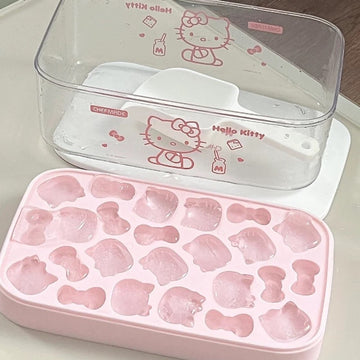 Reusable Hello Kitty ice mold with non-stick silicone design