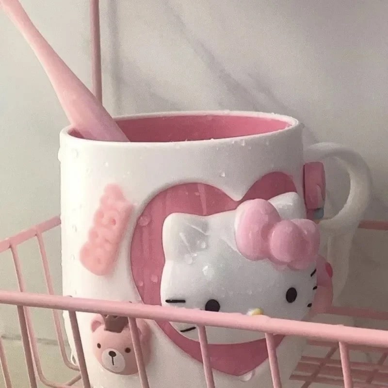 Cute Hello Kitty mouthwash and brushing cup for kids