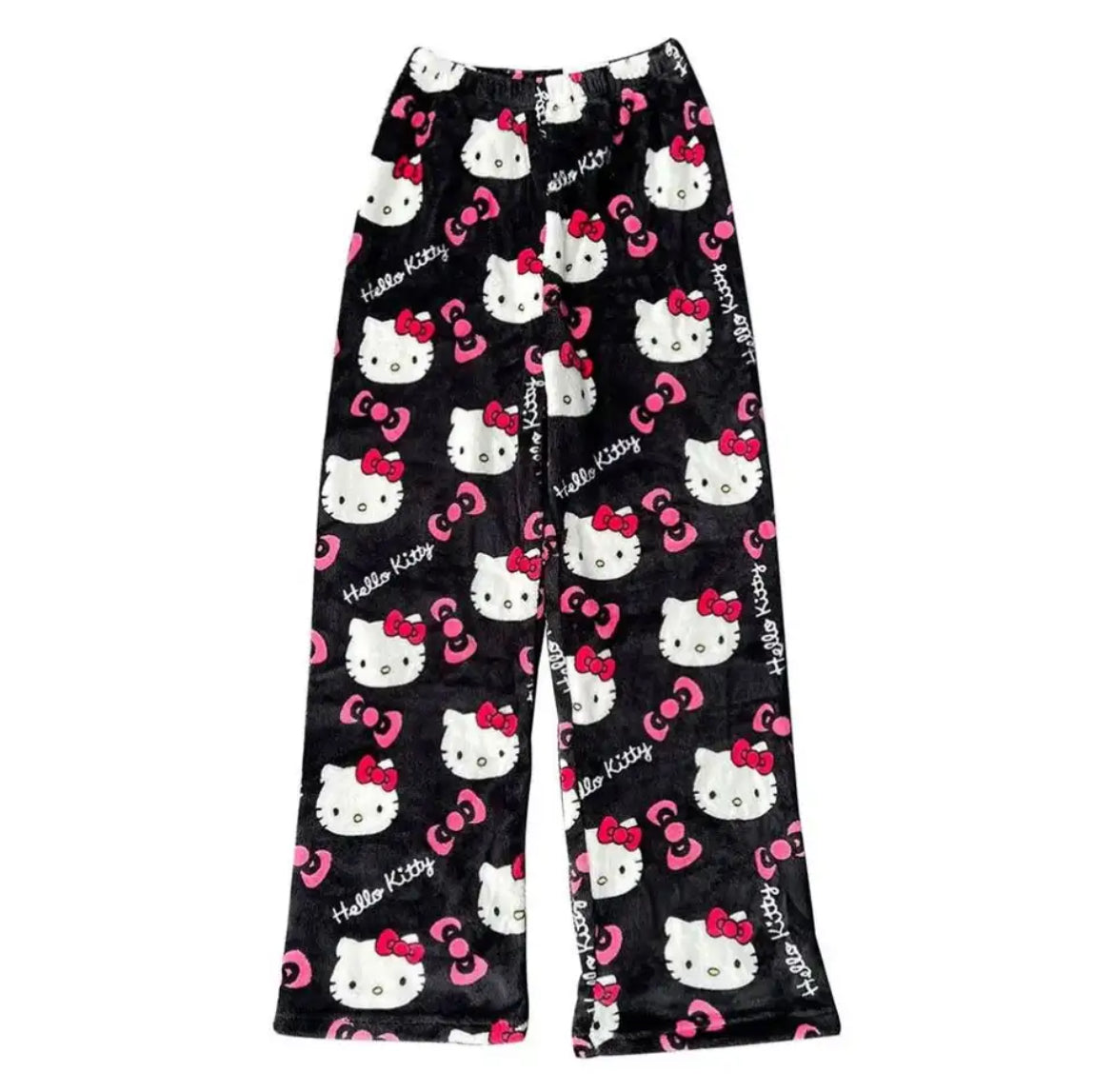 Warm Hello Kitty woolen lounge pants in Y2K style