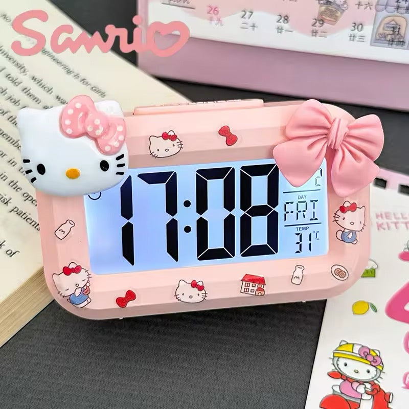 Sanrio-themed desktop clock with noctilucent glow