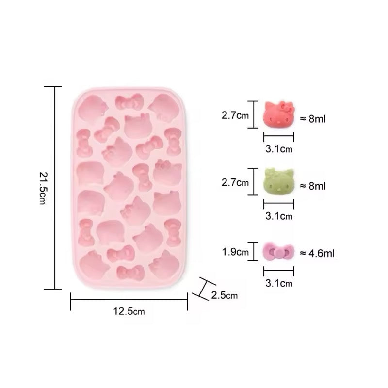 Hello Kitty ice cube mold, pink kawaii silicone ice tray