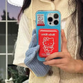 Hello Kitty iPhone case with magnetic wallet, cute red and blue cartoon design