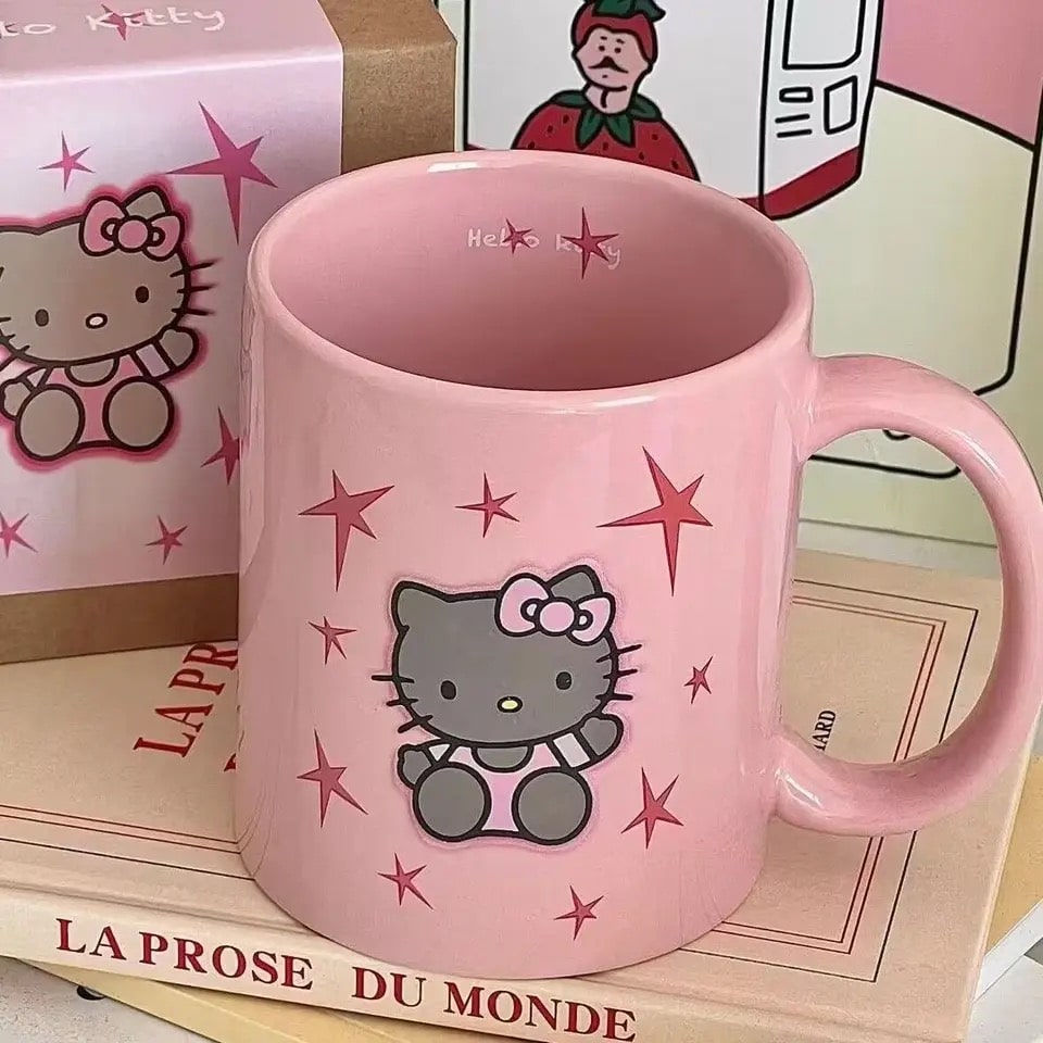 Adorable Hello Kitty mug in pink, 12oz coffee cup