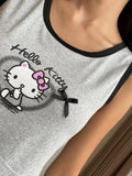 Cute bowknot sleeveless Hello Kitty pajama set for homewear