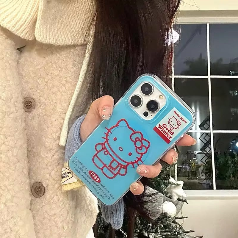 Kawaii Hello Kitty phone case for iPhone 15 Pro Max with card holder