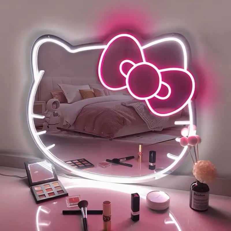 USB-powered Hello Kitty mirror with pink LED glow