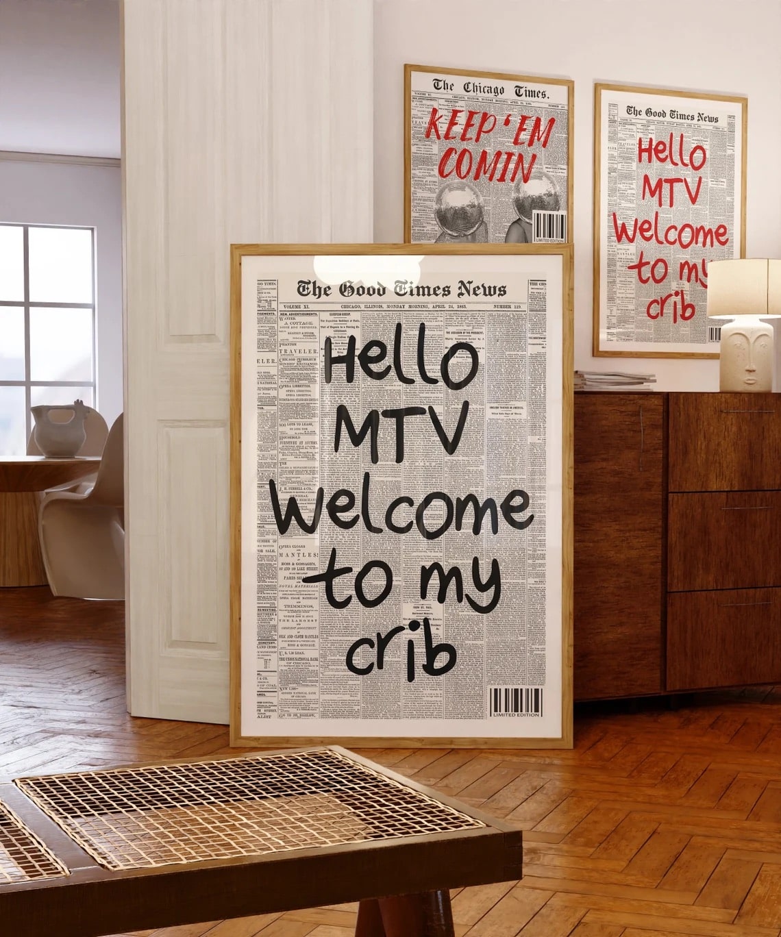 Hello MTV Welcome to My Crib retro typography wall print