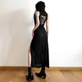 Elegant Black Goth Dress with Lace Detail