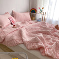 Soft quilted ruffles comforter in high-quality fabric for a cozy feel