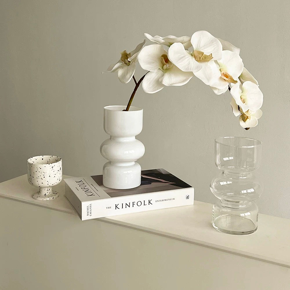 Home Decoration with Pink Glass Vase