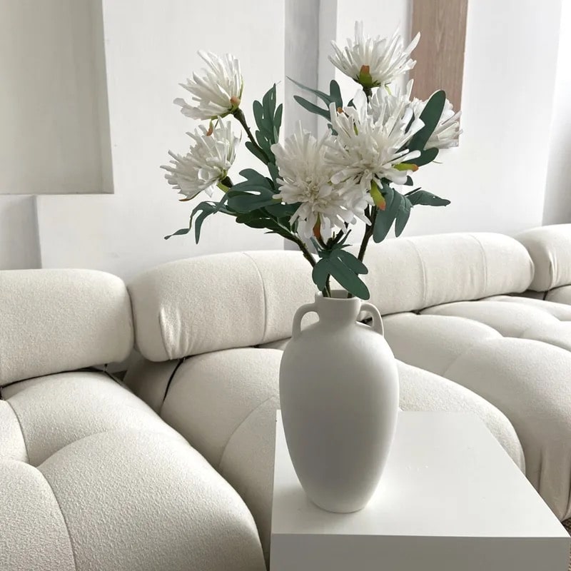 Modern white vase for dried and fresh flowers