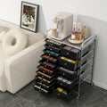 Mobile utility storage cart with drawers, black modern decor