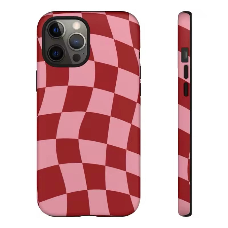 Indie aesthetic red checkered phone case for iPhone 11