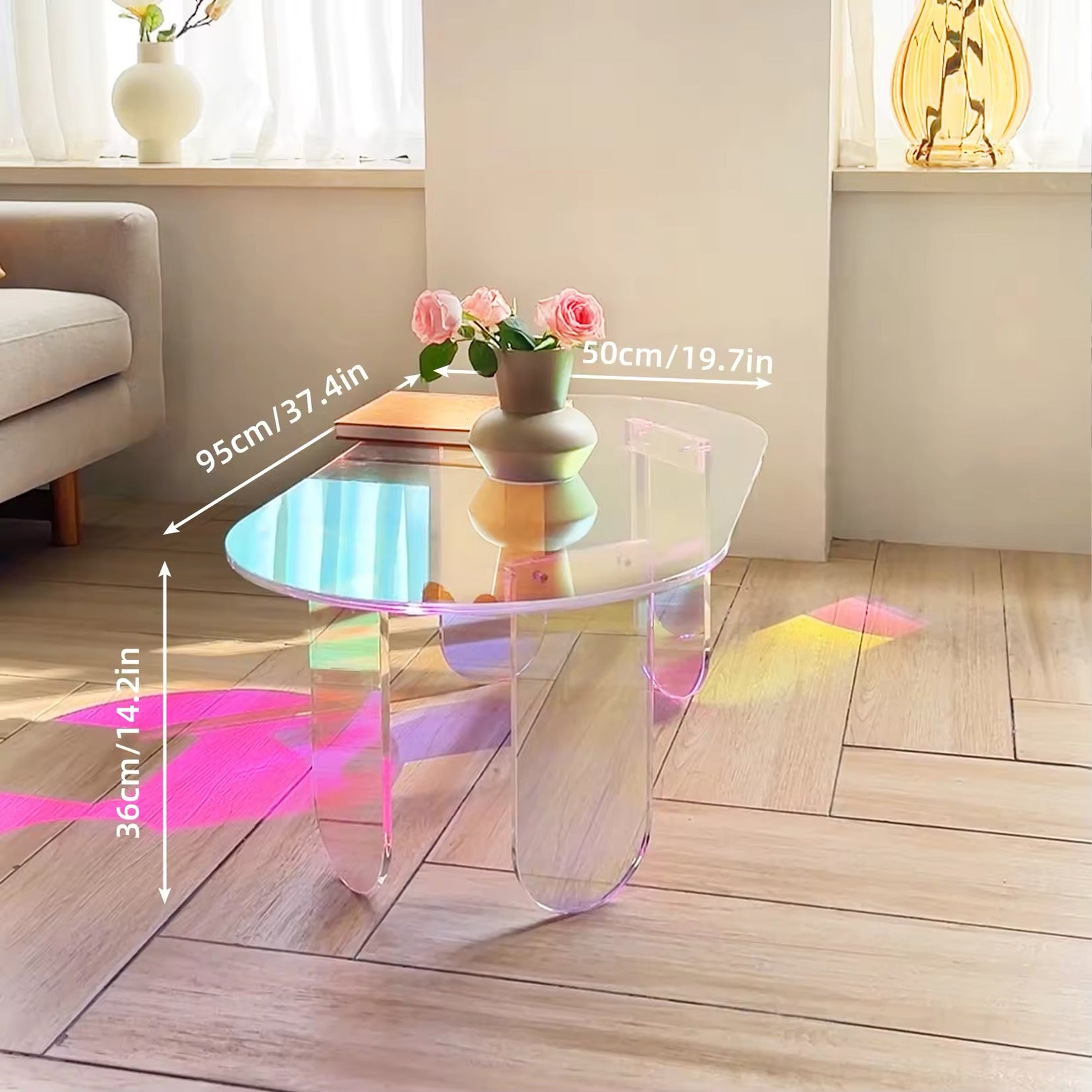 Iridescent Acrylic Coffee Table – Unique Rainbow Decor – The Feelz