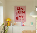 Maximalist kitchen decor with retro drink print