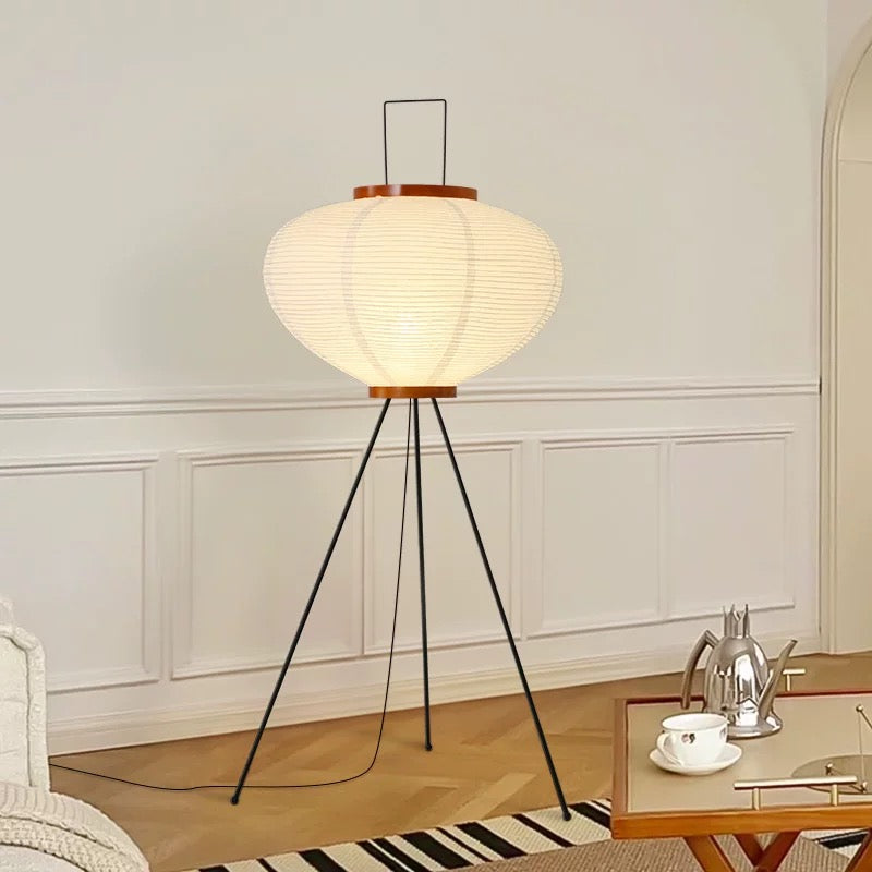 Traditional Japanese rice paper bedside floor lamp