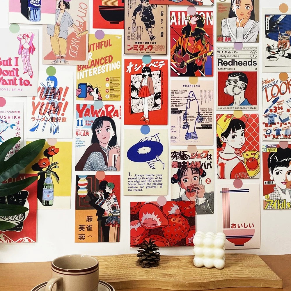 Creative wall art postcards for Showa-inspired décor