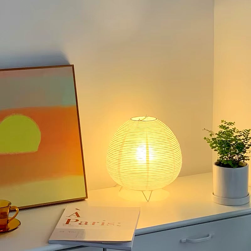 Japanese aesthetic table lamp with soft rice paper lighting