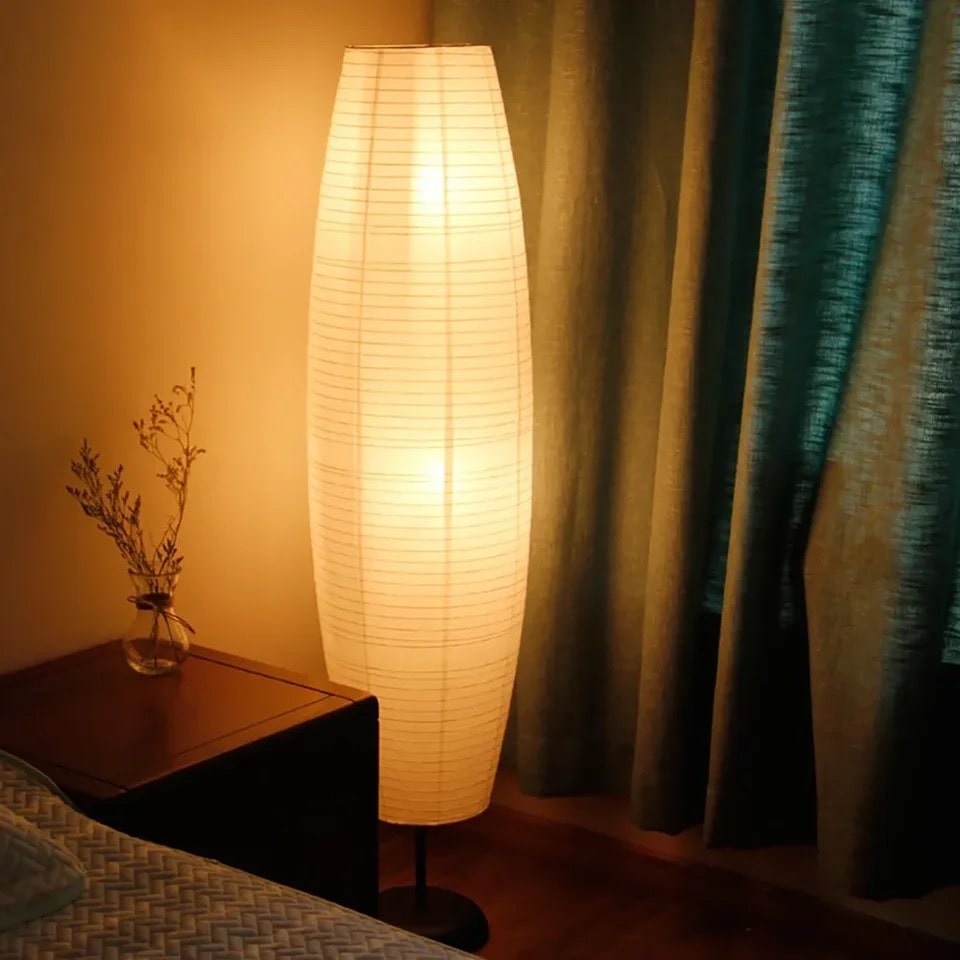 Japanese paper floor lamp for warm ambiance