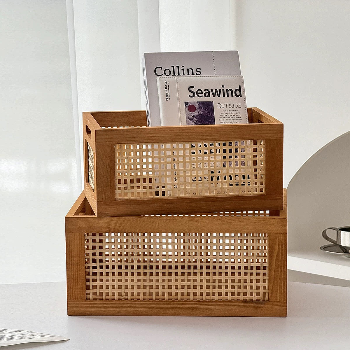 Japanese Retro Wicker Storage Box – Multipurpose Organizer