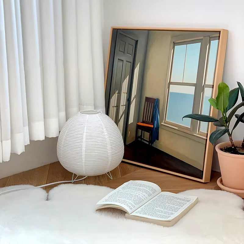 Japanese style modern table lamp with rice paper shade for cozy decor