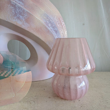 Jellyfish mushroom lamp with vintage striped glass design for room decor