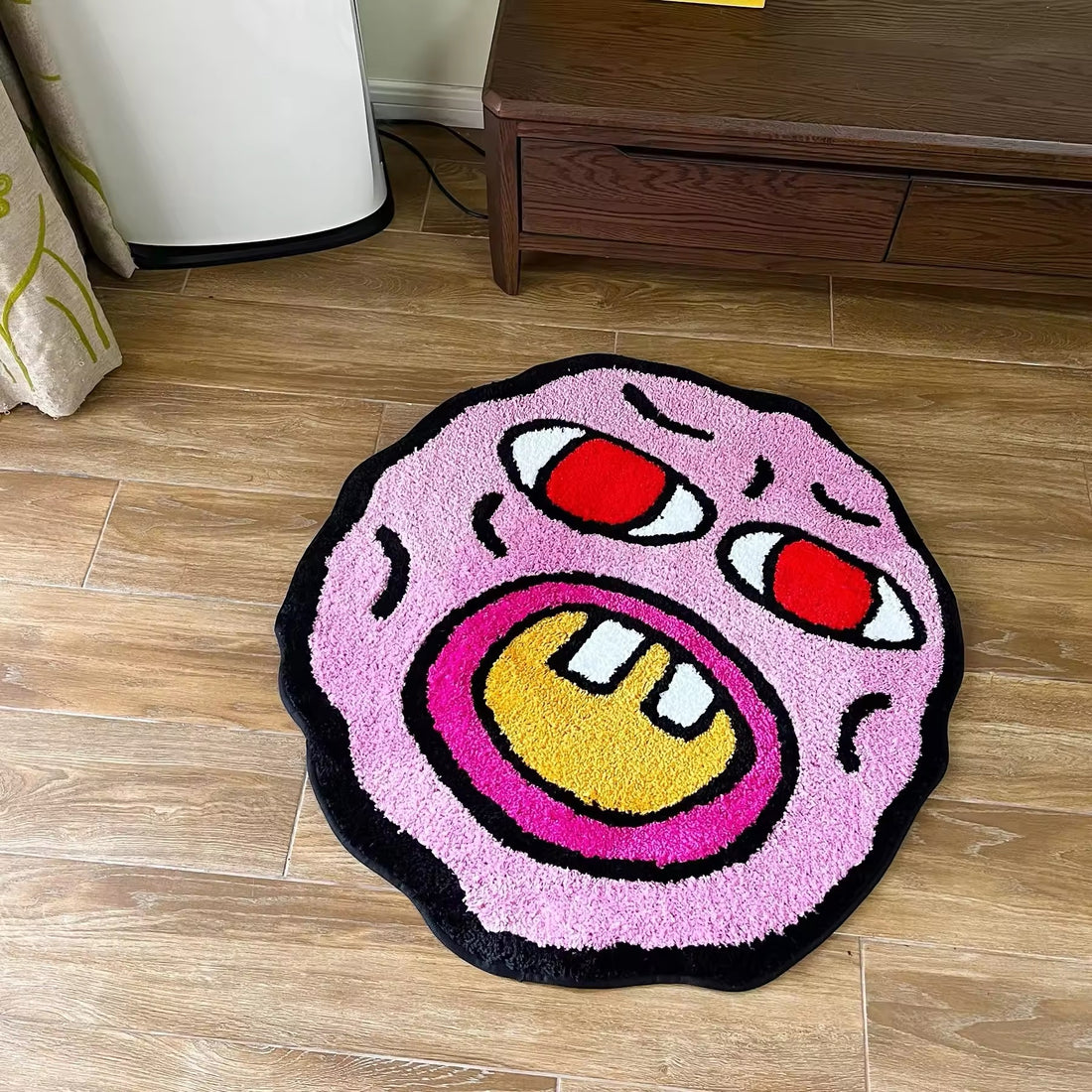 Cherry Bomb pink tufted rug for aesthetic bedroom décor