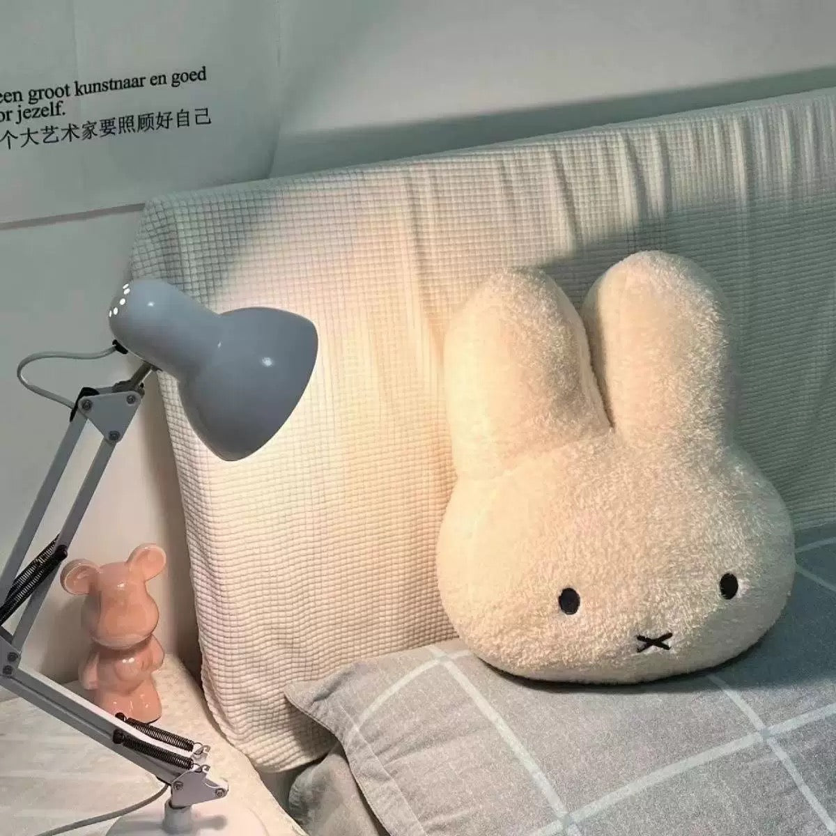 Soft kawaii bunny plush pillow for room and sofa decor