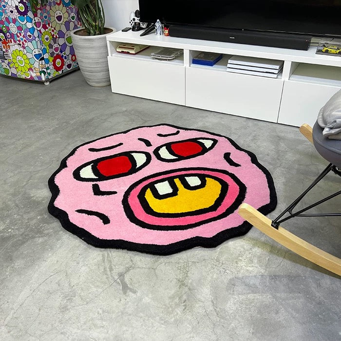 Handmade kawaii Cherry Bomb rug with unique design