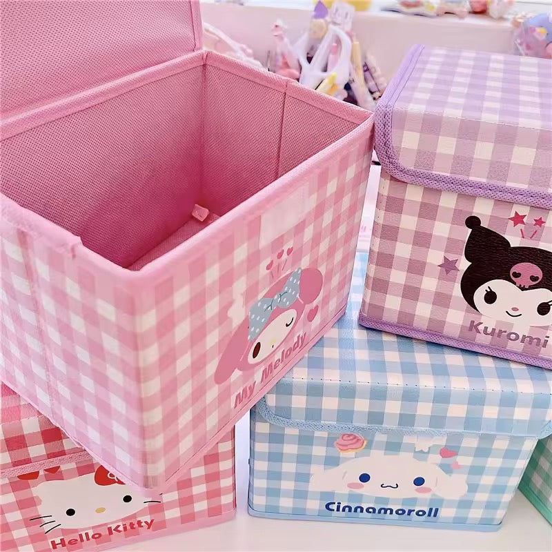 Sanrio desktop storage box with Cinnamoroll and Kuromi design