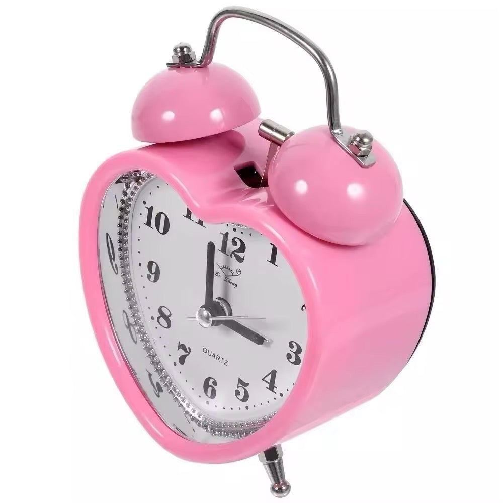 Retro European heart-shaped alarm clock gift for her