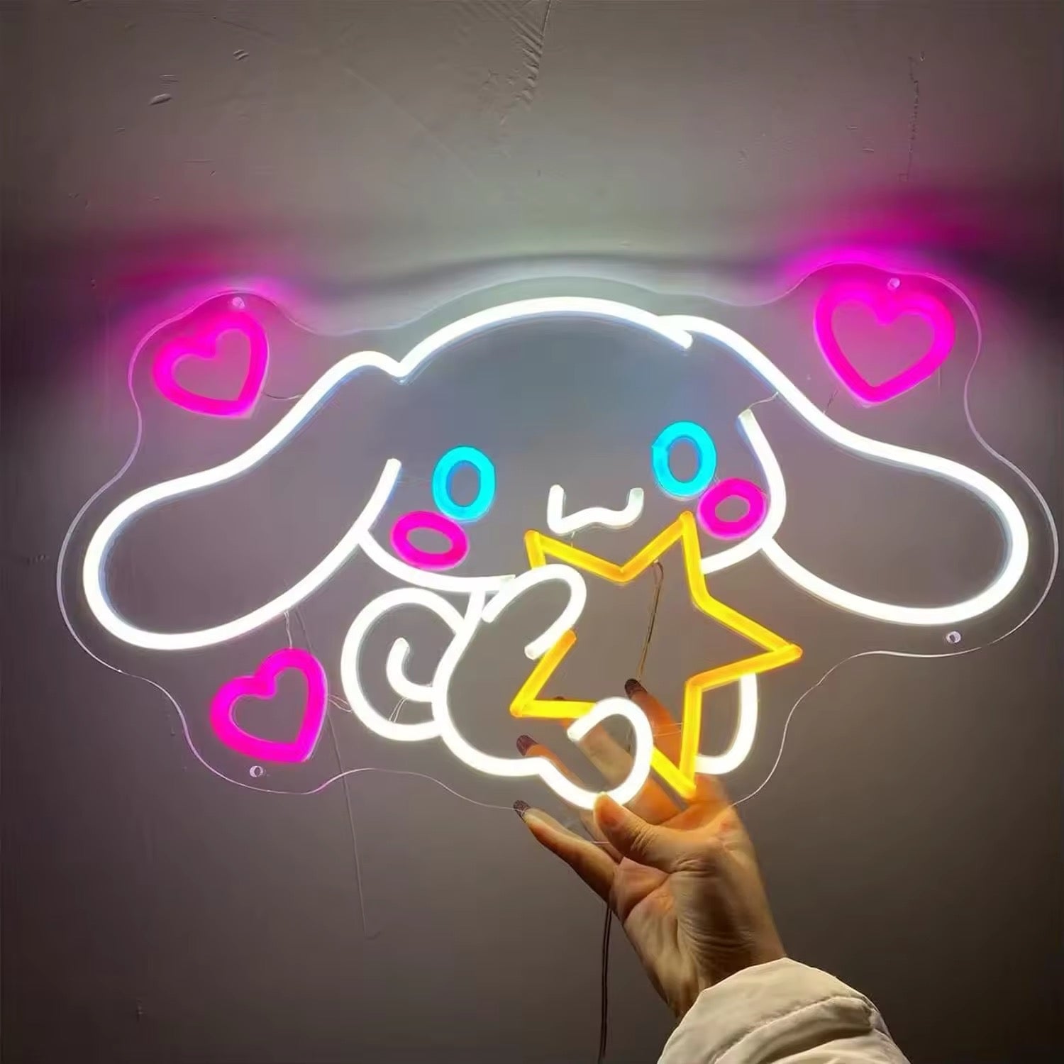 Kawaii LED neon light in Japanese cartoon style