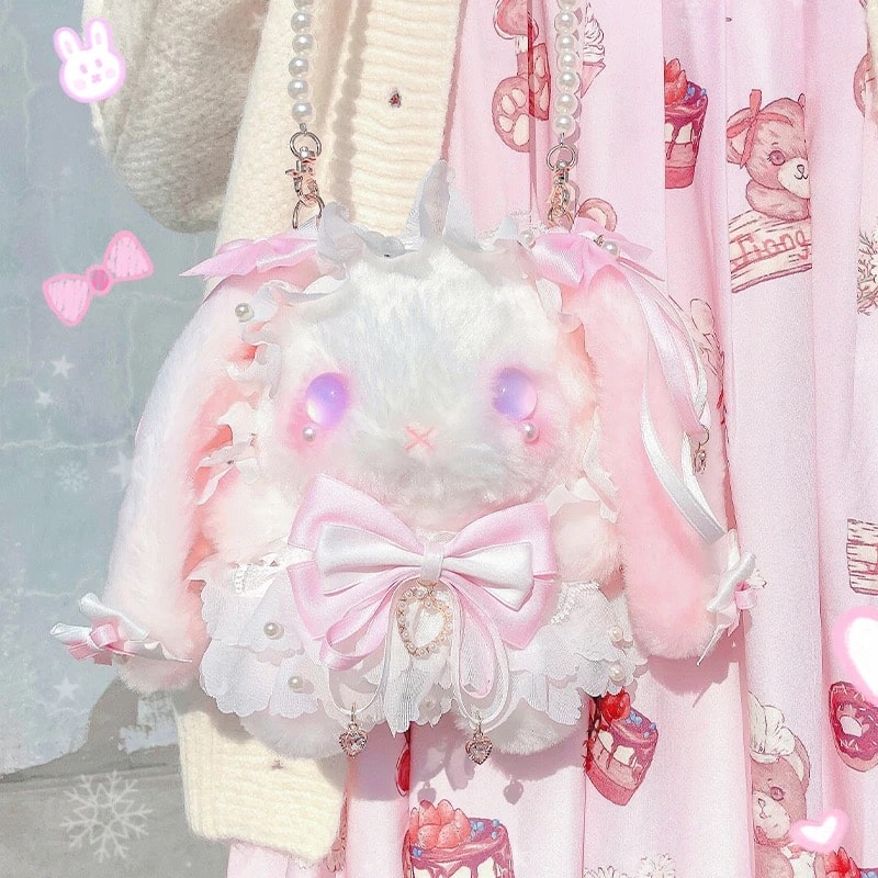 Lolita Rabbit Bag | Cute Shoulder Bag with Pearl Chain & Bow – The