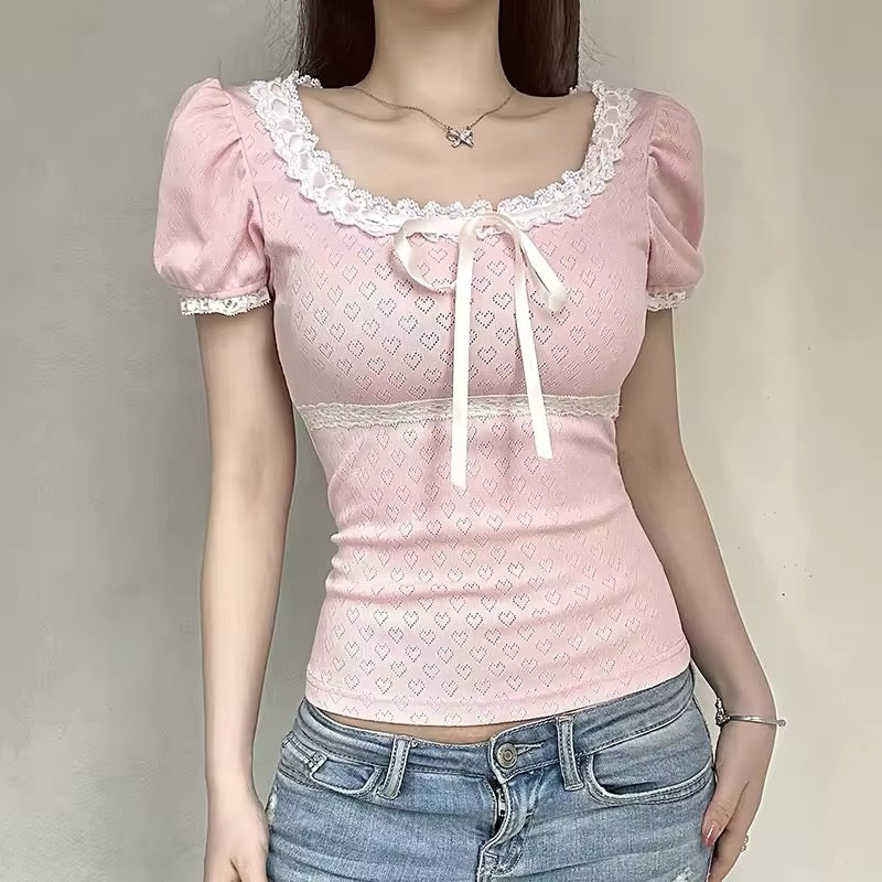 Coquette Pink Top with Bow - Feminine Top for Cute Aesthetic – The