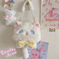 Kawaii plush cat crossbody bag in faux fur, perfect for women and kids