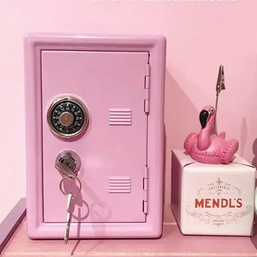 Kawaii metal safe money bank with coded lock, perfect for savings