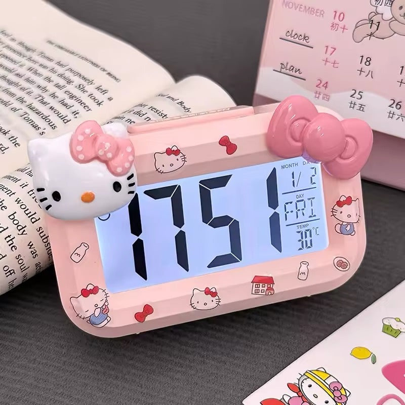 Compact Hello Kitty alarm clock for small spaces