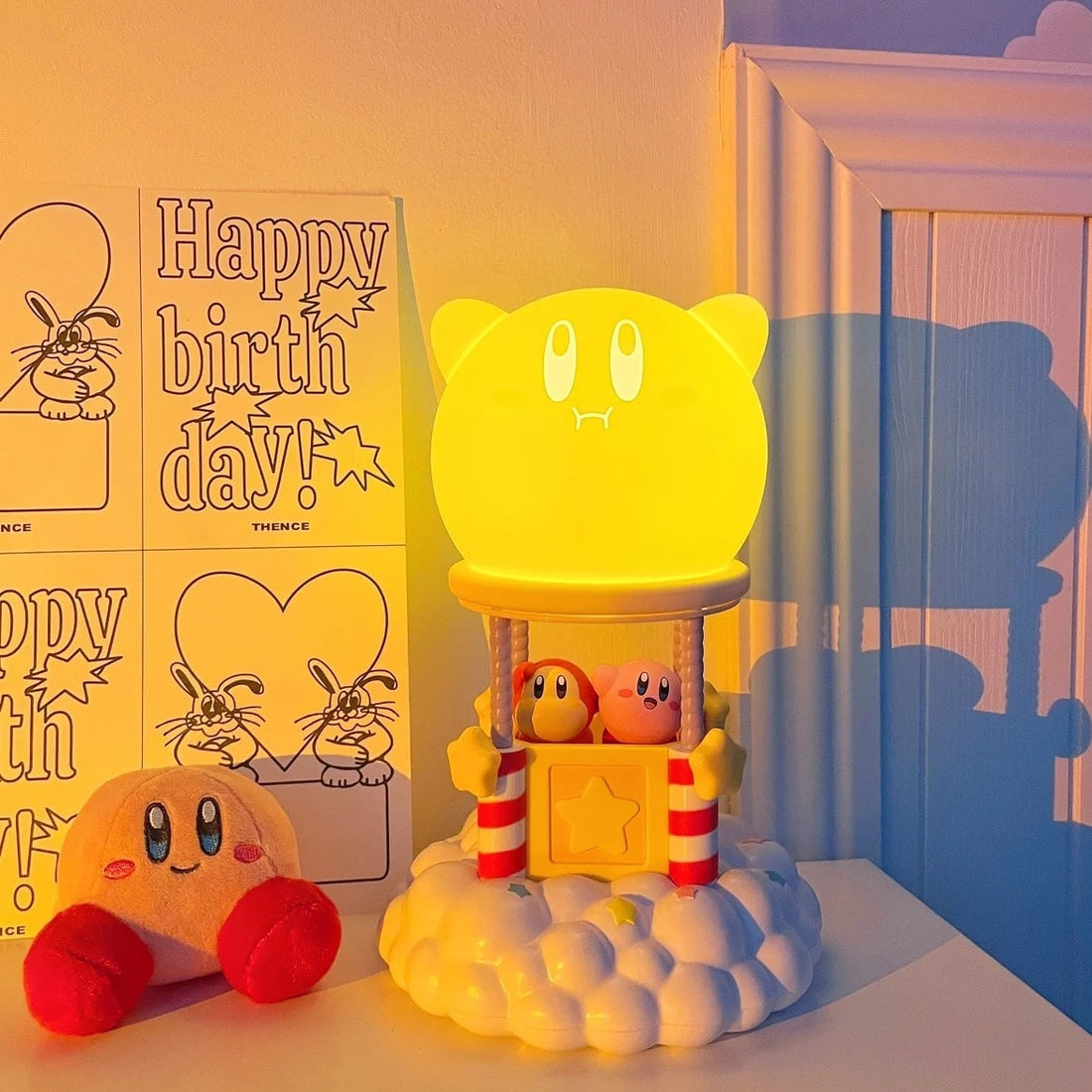 Adorable Kirby night lamp with white background – ideal for kids' decor