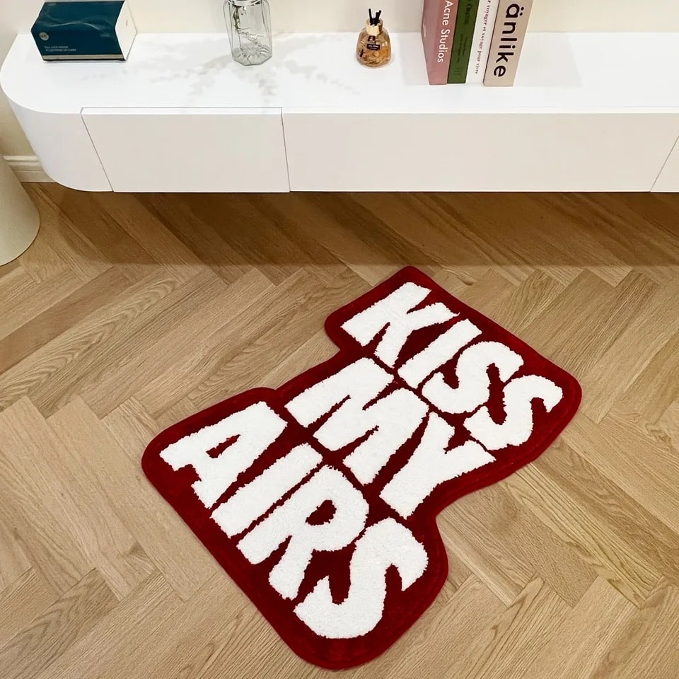 Red aesthetic rug – Kiss My Airs sneaker-inspired decor