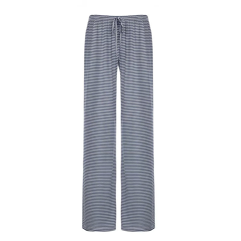 Knitted stripe pants for women’s casual wear