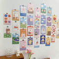 Korean Ins-style aesthetic postcards with whimsical animal and flower prints for trendy wall decorations