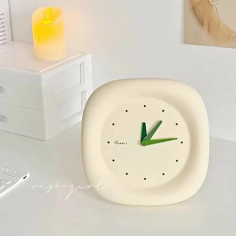 Creamy marshmallow clock in Korean kawaii style