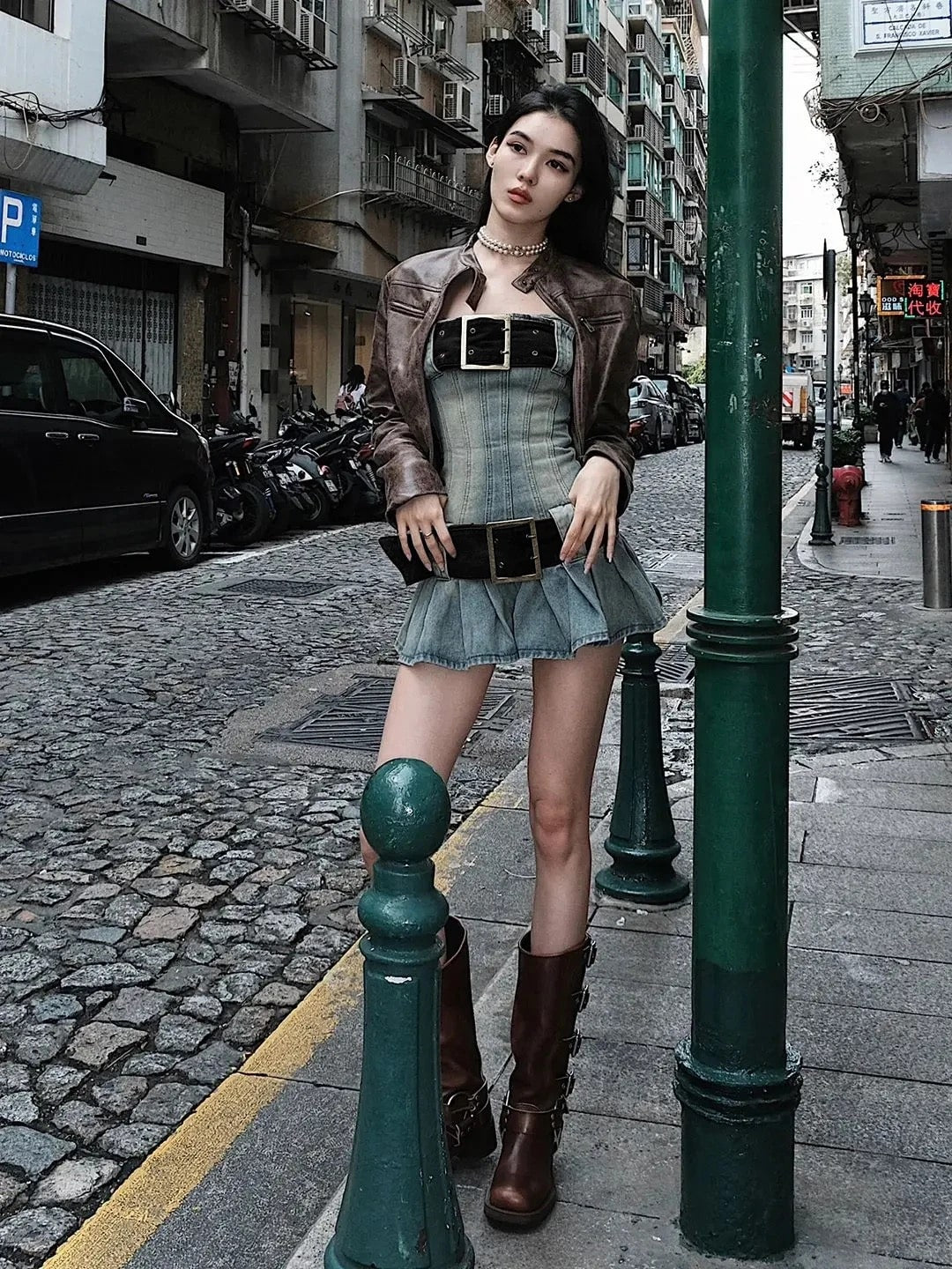 Vintage Y2K Denim Dress - Strapless Mini Dress with Belt The Feelz Vintage Y2K Denim Dress - Strapless Mini Dress with Belt The Feelz
