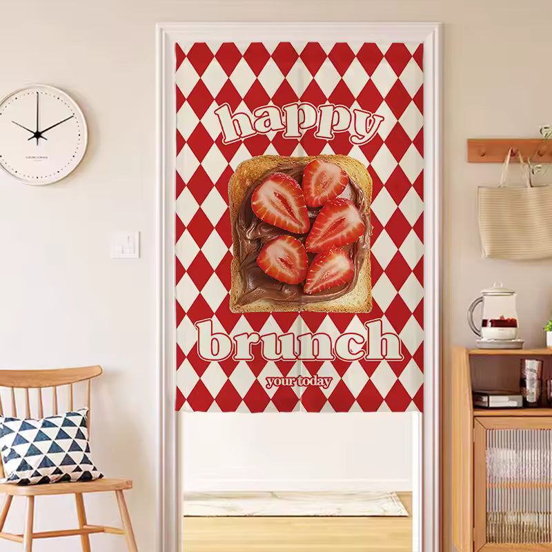 Bakery dessert print curtain for dining room partitions and small kitchen doorways.