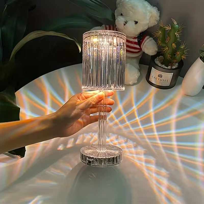 LED crystal table lamp with USB recharge and touch control