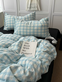 Light Blue Gingham Duvet Cover Set