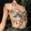 Vintage-inspired floral corset top with a whimsical Y2K look