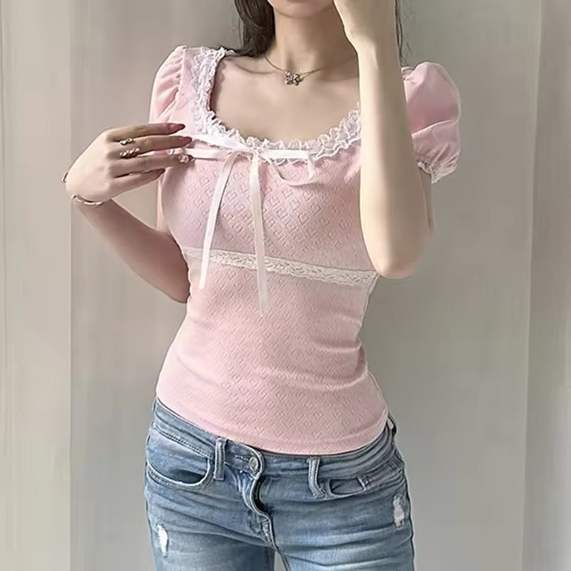 Coquette Pink Top with Bow - Feminine Top for Cute Aesthetic – The