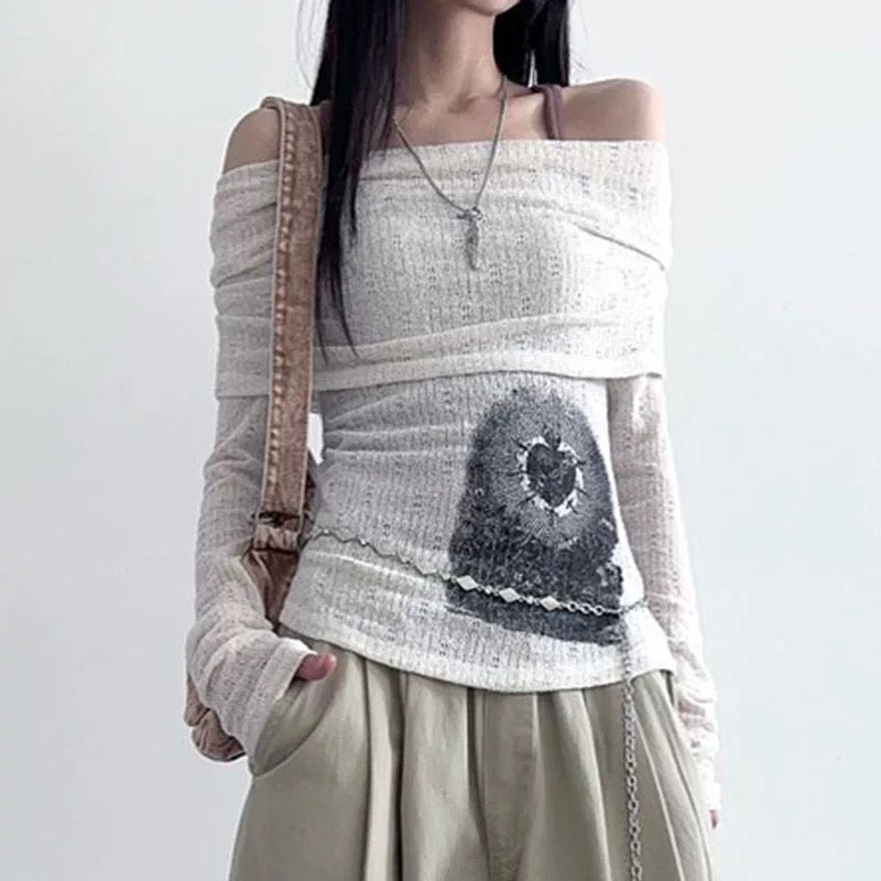 Korean minimalism inspired Y2K streetwear top