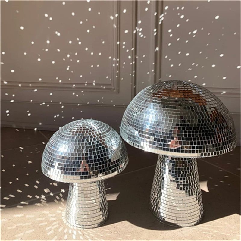 Disco-inspired mushroom mirror for aesthetic decor